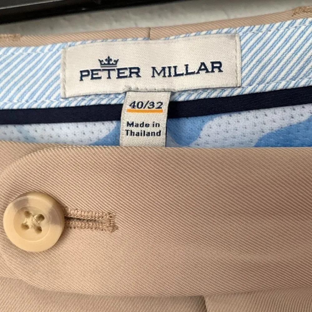 Peter Millar Beige 100% Polyester Men’s Pants Size 40/32